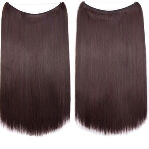 20" No Clip In Invisible One Piece Straight Wire Hair Extension (Dark Auburn)